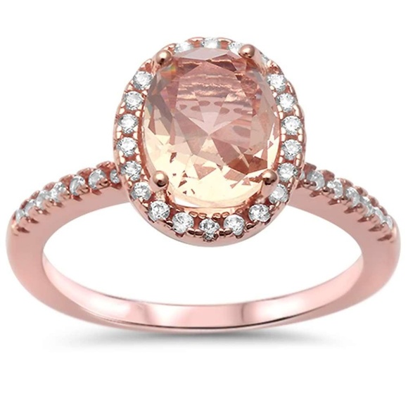 Jewelry - 925Sterling Silver Halo Rose Gold Plated Morganite